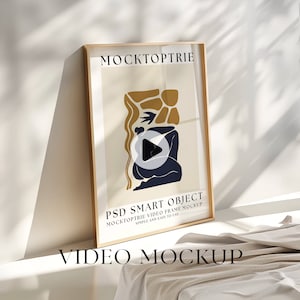 Video Frame 11x14 Mockup, Animated frame Mockup, PSD smart object, Vertical frame mockup, Wood Frame Mockup, print frame mockup, wall art