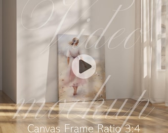 Canvas frame ratio 3:4 Video Mockup, Animated frame Mockup, PSD smart object, Vertical frame mockup, Canvas Frame Mockup, wall art mockup