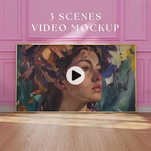 16:9 Video TV Frame Mockup, Animated frame Mockup, PSD smart object, Horizontal frame mockup, Gold Frame Mockup, print frame, wall art