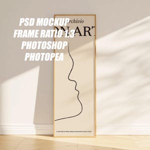 3 view Frame ratio 1:3 Mockup, PSD smart object, Vertical frame mockup, wall art Mockup, PSD mockup, Wood frame mockup, print frame mockup