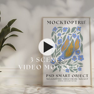 ISO A1 Video Frame Mockup, Animated frame Mockup, PSD smart object, Vertical frame mockup, Wooden Frame Mockup, PSD Mp4 mockup