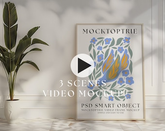 ISO A1 Video Frame Mockup, Animated frame Mockup, PSD smart object, Vertical frame mockup, Wooden Frame Mockup, PSD Mp4 mockup