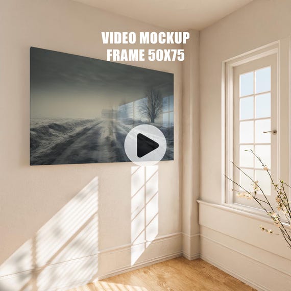 Acrylic Poster 50x75 Video  Mockup, Animated frame Mockup, PSD smart object, Vertical frame mockup, acrylic Frame Mockup, print frame mockup