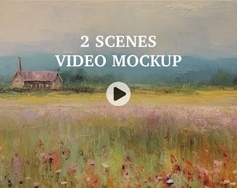 2 scenes Video Frame 16:9 Mockup, Animated frame Mockup, PSD smart object, Print art frame mockup, gold Frame Mockup, Wall art frame mockup