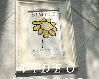 Video Rahmen Mockup, Animierter Rahmen Mockup, PSD Smart-Objekt, Druckrahmen Mockup, Wandkunst Holzrahmen Mockup, Mp4 Mockup