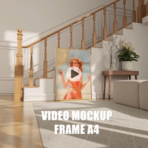 A4 Video frame mockup, Animated frame Mockup, PSD smart object, Vertical frame mockup, Wood frame mockup, print Fram mockup