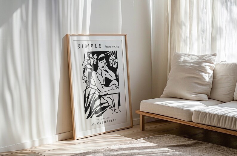 Video Frame ISO A1 Mockup, Animated frame Mockup, PSD smart object, Vertical frame mockup, wood Frame Mockup, Wall art frame mockup
