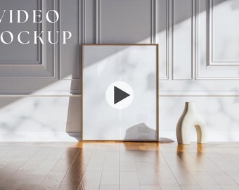 Video Frame ratio 11x14 Mockup, Animated frame Mockup, Smart Object, PSD smart object, Vertical frame mockup, Gold Frame Mockup