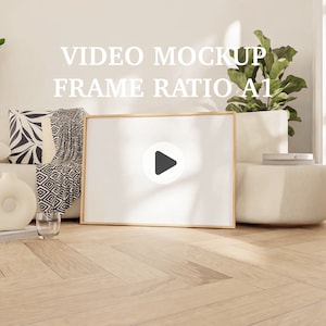 Maqueta de fotograma de vídeo A1: Marco de madera animado PSD