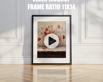 Video frame mockup ratio 11x14, Animated frame Mockup, PSD smart object, Vertical frame mockup, Black Frame mockup
