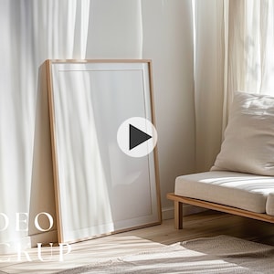Video Frame ISO A1 Mockup, Animated frame Mockup, PSD smart object, Vertical frame mockup, wood Frame Mockup, Wall art frame mockup