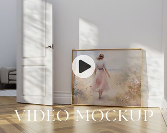 Video Rahmenverhältnis 5x4 Mockup, Animierter Rahmen Mockup, PSD Smart-Objekt, Vertikaler Rahmen Mockup, Holzrahmen Mockup, Druckrahmen Mockup