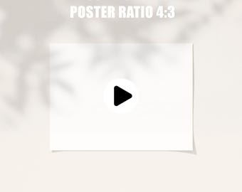 Poster 4:3 Video mockup, Animated frame Mockup, PSD smart object, Horizontal Poster mockup, print Frame mockup