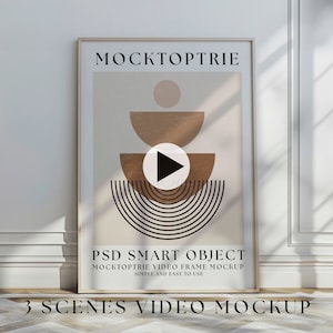 3 scenes Video Frame size A1 Mockup, Animated frame Mockup, Smart Object, PSD smart object, Vertical frame mockup, White Frame Mockup