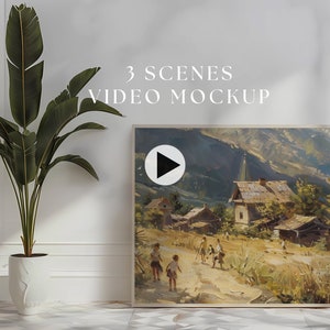 5:4 Video Frame Mockup, Animated frame Mockup, PSD smart object, Horizontal frame mockup, Wooden Frame Mockup, PSD Mp4 mockup