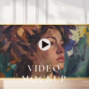 16x9 Video Frame Mockup, Animated frame Mockup, PSD smart object, Horizontal frame, gold Frame Mockup, Print frame mockup