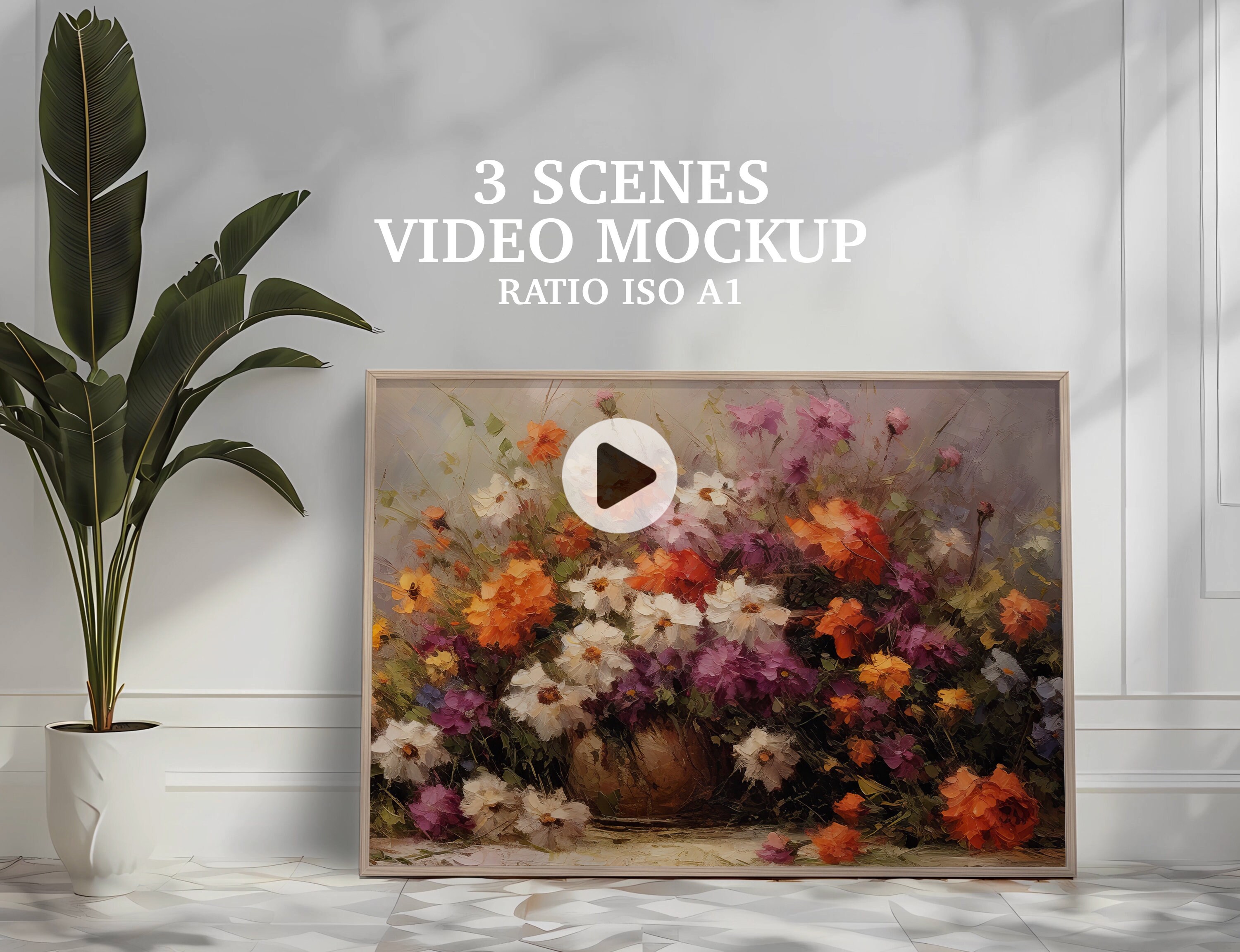 Scene Frame 3 Scenes ISO A1 Video Frame Mockup, Animated Frame Mockup, PSD Smart ...