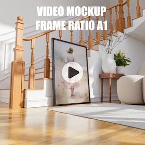 A1 Video frame mockup, Animated frame Mockup, PSD smart object, Vertical frame mockup, black frame mockup, print Fram mockup