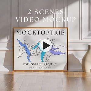 5:4 Video Frame mockup, Animated frame Mockup, Smart Object, PSD smart object, Horizontal frame mockup, Gold Frame Mockup
