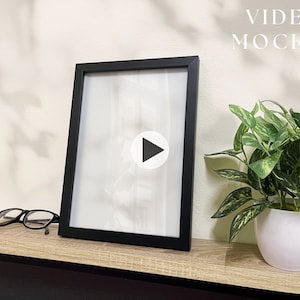Video Frame Mockup, Animated frame Mockup, PSD smart object, Print frame mockup, Wall art black wood Frame Mockup, Mp4 mockup