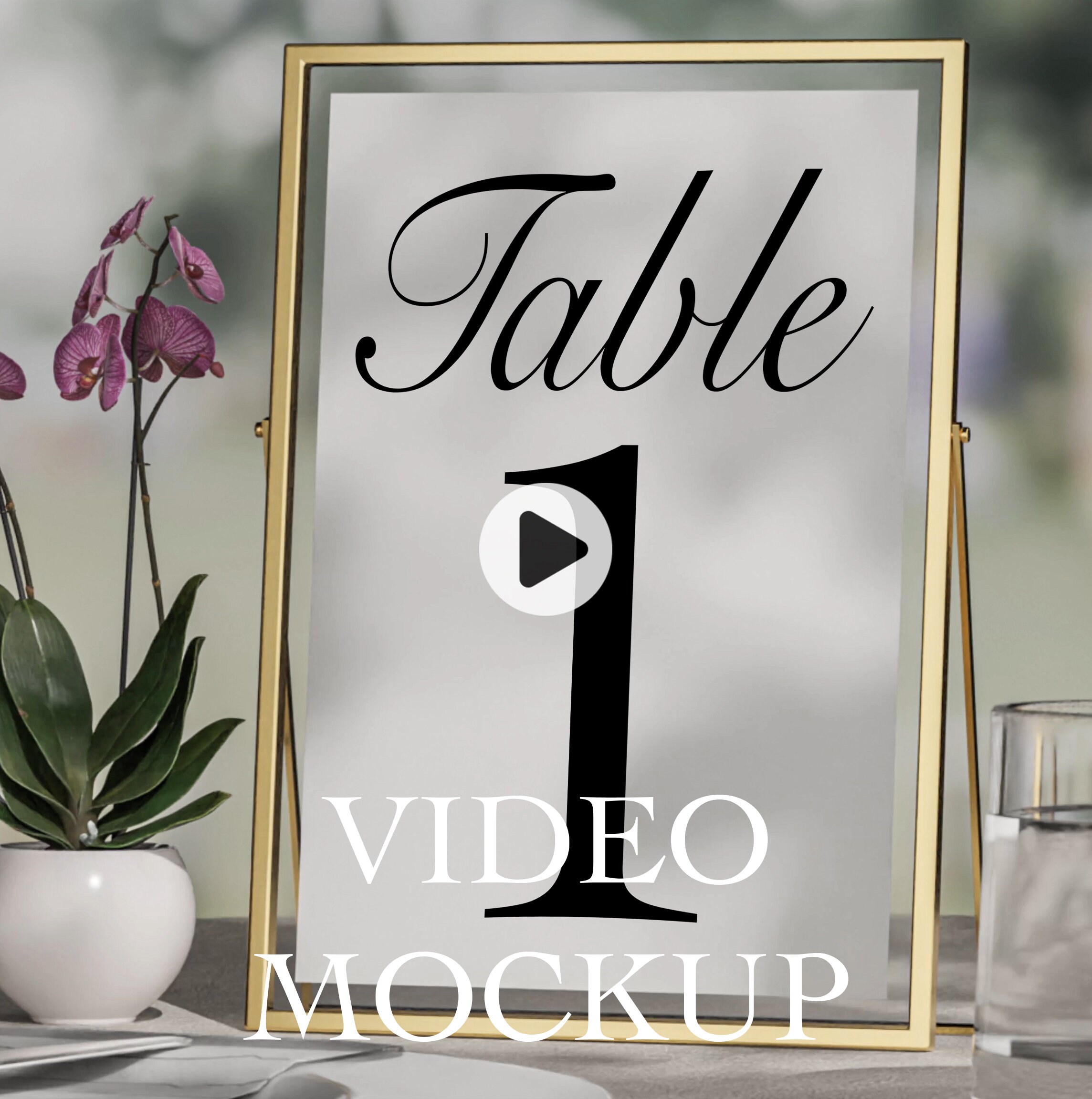 A4 Video Invitation Card Table Mockup, Animated Frame Mockup, PSD Smart
