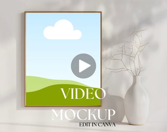 4:5 Video Frame Mockup, Animated frame Mockup, Canva edit, Print art frame mockup, Gold Frame Mockup, Wall art frame mockup