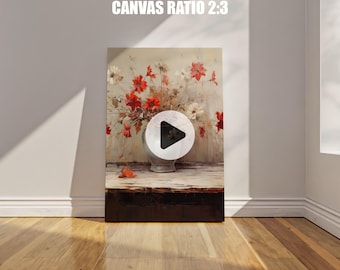 Canvas frame ratio 2:3 Video Mockup, Animated frame Mockup, PSD smart object, Vertical frame mockup, Canvas Frame Mockup, wall art mockup