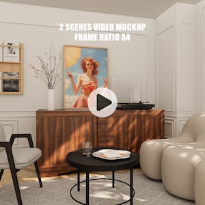 A4 Video frame mockup, Animated frame Mockup, PSD smart object, Vertical frame mockup, wood frame mockup, print Fram mockup