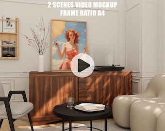 A4 Video Frame Mockup: Animated PSD Smart Object (Digital Download)