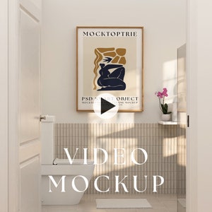 11x14 Video Frame Mockup, Animated frame Mockup, PSD smart object, Print art frame mockup, Wood Frame Mockup, Wall art frame, Bathroom frame