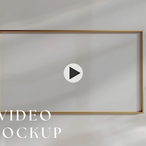Video Frame ratio 16:9 Mockup, Animated frame Mockup, PSD smart object, Print art frame mockup, gold Frame Mockup, Wall art frame mockup