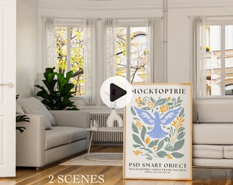 ISO A1 Video Frame Mockup, Animated frame Mockup, Smart Object, PSD smart object, Vertical frame mockup, Wood Frame Mockup