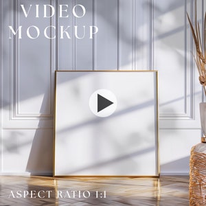 Video Frame ratio 1:1 Mockup, Animated frame Mockup, Smart Object, PSD smart object, Vertical frame mockup, Gold Frame Mockup