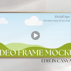 16:9 Video Frame Mockup, Animated frame Mockup, Canva edit, Print art frame mockup, Gold Frame Mockup, Wall art frame mockup
