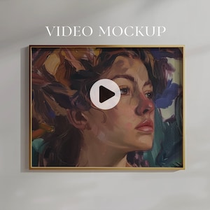 2 Scenes Video Frame 5x4 Mockup, Animated frame Mockup, PSD smart object, horizontal frame mockup, gold Frame Mockup, print frame mockup