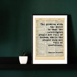 Charles Bukowski Art Print on Antique Dictionary Page – Vintage Wall Decor, Inspirational Room Art, Literary Wall Art, Poetic Wall Print