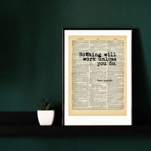 Póster con cita de Maya Angelou en página de libro vintage reciclado: arte mural literario, decoración de empoderamiento, regalo para mujeres, decoración vintage, papel reciclado