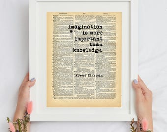 Stampa citazione di Einstein: pagina di dizionario vintage
