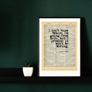 Stampa con citazione di David Bowie su carta riciclata – Arte unica per gli amanti della musica, poster da parete vintage, decorazione con citazione Glam Rock, citazione musicale, arte con testi