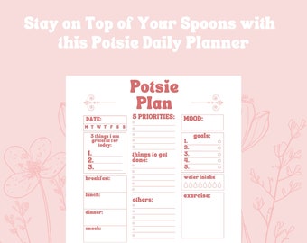 Potsie Daily Planner for Spoon Tracker for Health Tracker Pots Planner for Chronic Illness planner Daily Journal for Pots Spoonie Gift
