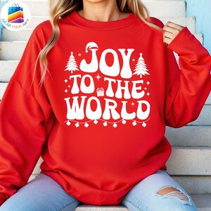 Winter Sweatshirt, Joy To The World Hoodie, Winter Wonderland Hoodie, Merry and Bright Sweatshirt, Christmas Trees Winter Holiday Sweatshirt
