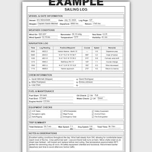 Sailing Logbook Printable: Yacht Captain's Nautical Log (digital ...