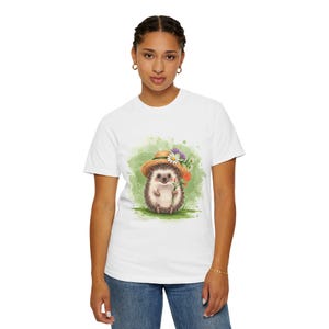 Cute Hedgehog Floral T-Shirt | Spring/Summer Fashion, Animal Lover Gift, Casual Tee, Gift for Her, Nature Enthusiast Style