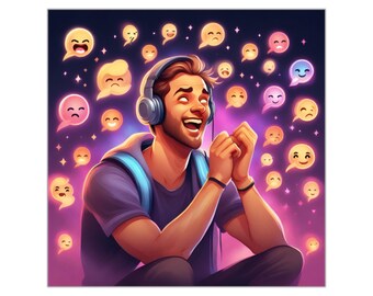 Streamer Boy with Headset - Quadratischer Sticker