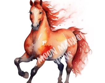 Jahr des Feuerpferdes Chinesisches Neujahr 2026 Aquarell Png Clipart digitaler Download Sublimation