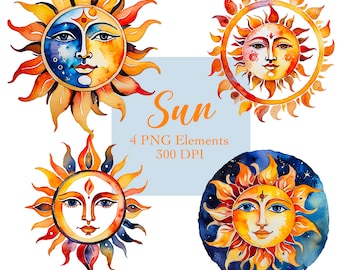 Sonne aquarell Zeichnung png Clipart digital sublimation astrologie himmlischen Imbolc