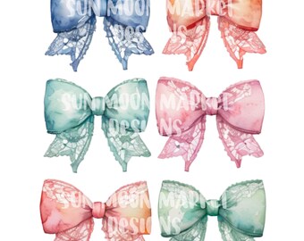 Schleifen png Kokette Aquarell, weiche Mädchen Ära, digitale Sublimation Clipart, Ballettkern