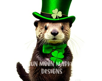 St Patrick's Day Sea Otter St. Pattys PNG Kunst Clipart digitaler Download Sublimation