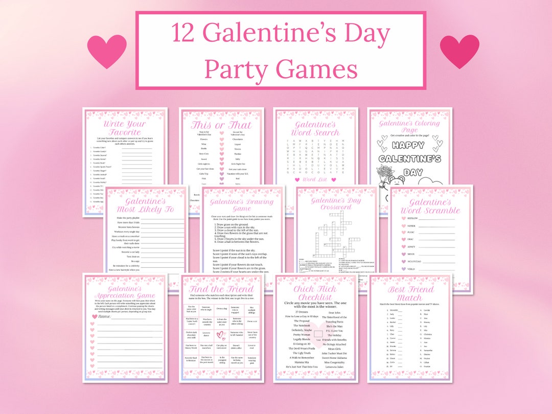 Galentine's Day Party Games, Printable Games Bundle, Galentine's Games ...