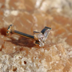 Stone Butterfly Model - 14K Solid Gold Piercing, Tragus, Stud Piercing, Jewelry art, Helix, gifts for he,gifts for him, earrings